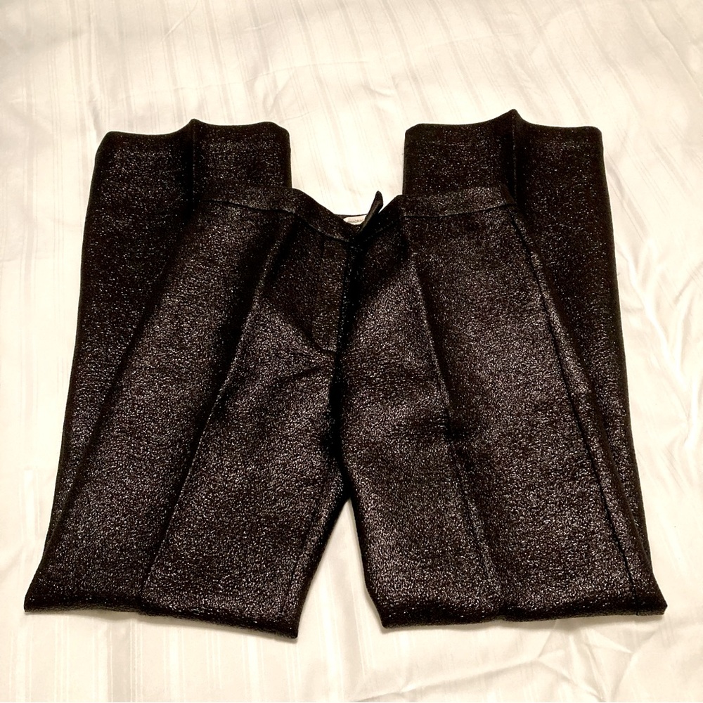 Vintage MaxAzria Collection Black Metallic Silver Glitter Wide Leg Pants Size 6